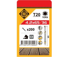 Grąžtas Forte Tools „Forte“ terasos varžtas T20 4,2X65 A2 (200)