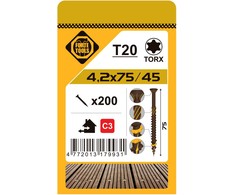 Grąžtas Forte Tools Forte terasos varžtas T20 4,2x75 rudas (200)