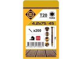 Grąžtas Forte Tools Forte terasos varžtas T20 4,2x75 rudas (200)