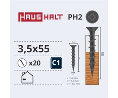 Haushalt Sourcing DRYWALL SCREW FOR WOOD 3.5X55 20PCS O1