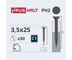 Haushalt Sourcing DRYWALL SCREW FOR METAL 3.5X25 50PCS O1