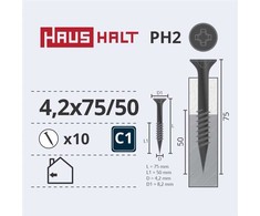 Haushalt Sourcing DRYWALL SCREW FOR MET 4.2X75/50 10PCS O2