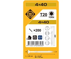 Forte Tools Forte CIP BOARD SCR T20 4.0X40 Baltas ZN(200)