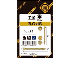 Forte Tools Forte_Tools Medraigčiai Fortel Tools, 3 x 16 mm, ZN, TX10, 25 vnt.