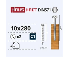 Haushalt „Žalias Cell“ medžio drožlių plokštės varžtai DIN571 10x280 mm 2 vnt.