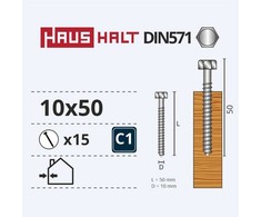 Haushalt Žalias Cell CHIPBOARD SCREW DIN571 10X50 MM 15PCS
