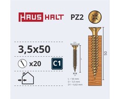 Haushalt Fischer CHIPBOARD SCREW 3.5X50 YLW ZP 20PCS G1