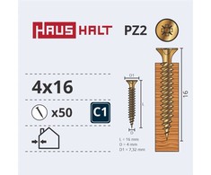 Grąžtas Haushalt Fischer CHIPBOARD SCREW 4.0X16 YLW ZP 50PCS G1