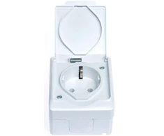 Kontaktligzda Elektro-Plast Hermes 0324-02, Iezemēta rozete, IP44, balta