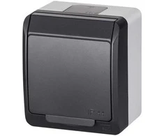 Kištukinis lizdas Elektro-Plast Hermes 0324-07, su įžeminimu, IP44, antracito sp./balta sp.