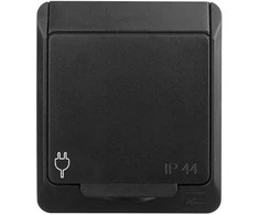 Kištukinis lizdas Elektro-Plast Hermes 0324-09, su įžeminimu, IP44, juoda sp.