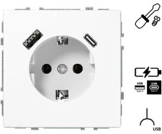 Kištukinis lizdas ir USB A+C kroviklis LIREGUS MODERN,balta