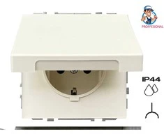 Kištukinis lizdas LIREGUS MODERN, IP44, mat.smėlio spalvos