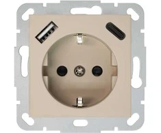 Kištukinis lizdas,USB A+C kroviklis Liregus Retro, kreminė