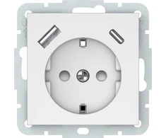 Kištukinis lizdas Vilma QR1000 RP16-002-22/A+C, su įžeminimu, matinė balta sp.