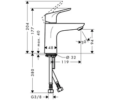 Praustuvo maišytuvas Hansgrohe Focus 31517000, chromo sp.