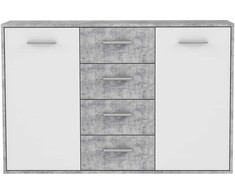 Kumode Domoletti Antuza NTU231-C251, balta krās./pelēka krās., 80.1 cm x 34.2 cm x 122.6 cm