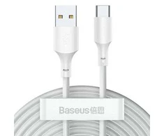 Laidas BASEUS USB A tipo M. USB C tipo M. 1,5 m. baltas