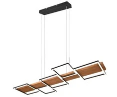 Pakabinamas LED šviestuvas TRIO Harper, 42W, 3000K, 5700lm, juodos/medžio sp.,115x44x150cm