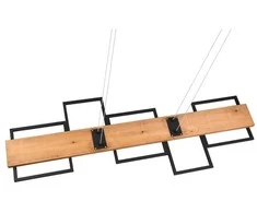 Pakabinamas LED šviestuvas TRIO Harper, 42W, 3000K, 5700lm, juodos/medžio sp.,115x44x150cm
