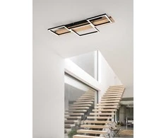 Lubinis šviestuvas Lubinis LED šviestuvas TRIO Harper, 30W, 3000K, 4000lm, juodos/medžio sp., 65 x 34 x 7 cm