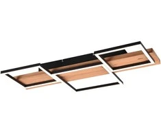 Lubinis LED šviestuvas TRIO Harper, 30W, 3000K, 4000lm, juodos/medžio sp., 65 x 34 x 7 cm