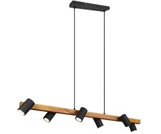 Lubinis šviestuvas Trio Marley -riippuvalaisin 115 cm, 6-osainen, GU10, mattamusta/puu