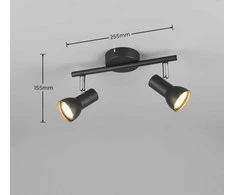 Taškinis šviestuvas REALITY CANTAR, 2 x GU10, max 2 x 5 W, juodos/chromo sp, 25x8x12,5cm
