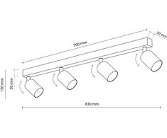 Lubinis šviestuvas Tk_Lighting Šviestuvas nukreipiamasis TK Lighting Top 6874, 40 W, GU10