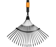 Lapų grėblys vėduoklinis Fiskars QuikFit 135201/1000644, be koto, 560 mm, juoda sp./oranžinė sp.