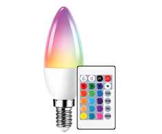 Besk 6W C37 E14 3000k RGB with remote control