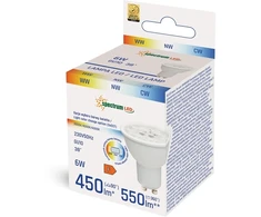 Lemputė Spectrum LED, PAR16, 3000 - 6000 °K, GU10, 6 W, 550 lm