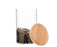 Domoletti JAR STORAGE ROUND GLAS W BAMBO LID 1.1L