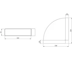 Ventiliacijos alkūnė EUROPLAST KLH25-90, 220 x 55 mm, 90°
