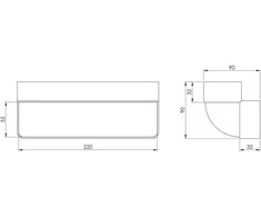 Ventiliatorius Ventiliacijos alkūnė EUROPLAST KLV25-90, 220 x 55 mm, 90°