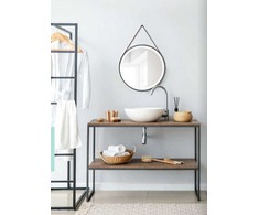 UNIBALL M_M FINE MIRROR 60 CM Juodas WITH LEATHER BEL