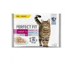 Mitrā kaķu barība Perfect Fit, zivs/lasis, 0.085 kg x 4 gab.
