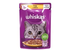 Konservuotas ėdalas katėms WHISKAS, su vištiena, 85g
