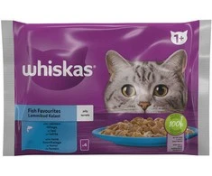 Konservuotas ėdalas katėms WHISKAS, su lašiša ir tunu, 4 x 85 g
