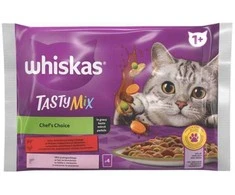Konservuoti kačių dribsniai „Whiskas“ su žuvimi ir skoniu, 4 x 85 g