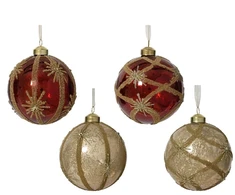 None Nežinomas Eglutės žaisliukas Decoris Beads, aukso/raudonas, 10 cm