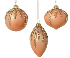 None Nežinomas Eglutės žaisliukas Peach, 8 cm, stiklas