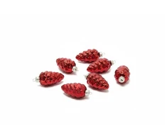None Klass Ornaments glass pinecone red 9CM 9PCS