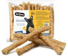 None Hau&amp;Miau Pausesnack šuo gydyti, minkštų pirštų su vištiena ir ryžiais 500g