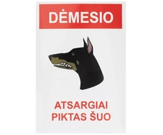 None Nežinomas Lipdukas atsargiai piktas šuo 180x120mm