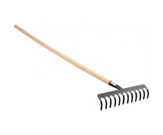 None Metalinis grėblys, 10 dantų, su medine rankena, 120 cm