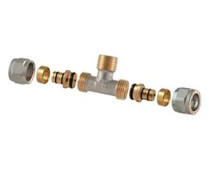 Išardomasis užveržiamas trišakis TDM Brass 1460, 90 °, 16mm x 1/2", žalvaris/nikelis