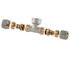 Tdm Brass Nuimamas ir priveržiamas TDM žalvarinis 1455 trišakis, 90°, 20mm x 1/2", žalvaris/nikelis