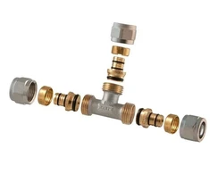 Noņemams un savelkams trejgabals TDM Brass 1445, 90 °, 20mm x 16mm x 20mm, misiņš/niķelis