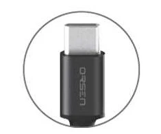 Orsen Juodas USB-A į USB-C laidas, 1 m, 2,1 A